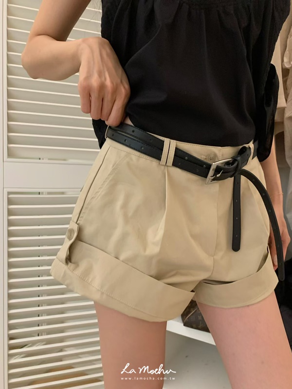 反摺釦挺版短褲(花花清單)